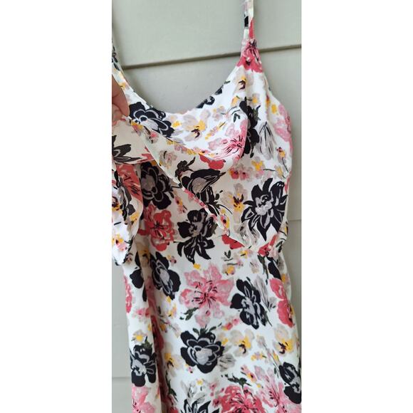Abercrombie & Fitch Floral Mini Tank Sun Dress Size S Flowy Chest Overlay Ruffle - Picture 3 of 8
